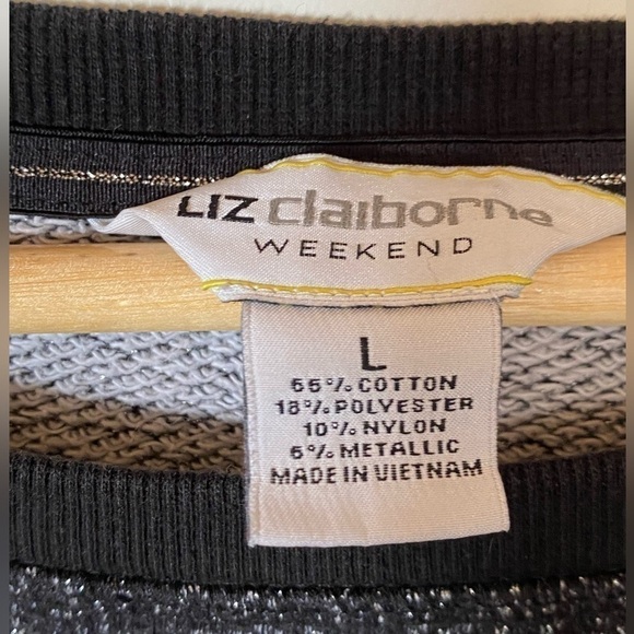🐦‍⬛HOST PICK🐦‍⬛ Liz Claiborne Weekend Metallic Glitter Pullover Sweater size L - Picture 3 of 5